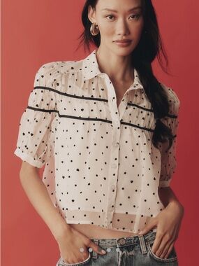 Anthropologie Maeve The Leandra Shirred Yoke Blouse